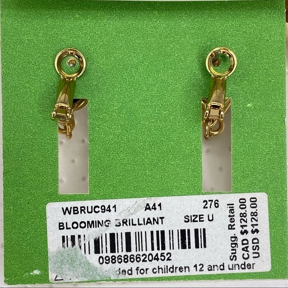 Kate Spade Earrings Blooming Brilliant Flower Floral Amber & Black Bead New NWT